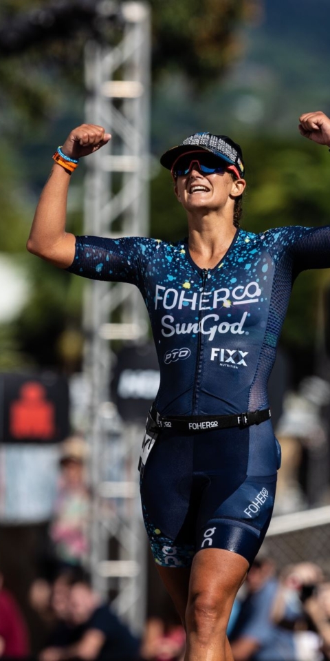 Penny Slater Crossing The Finish Line At The 2023 Vinfast Ironman World Championship Photo Korupt Vision